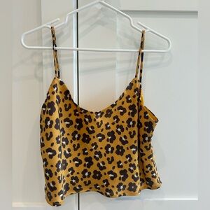 Leopard silk crop tank